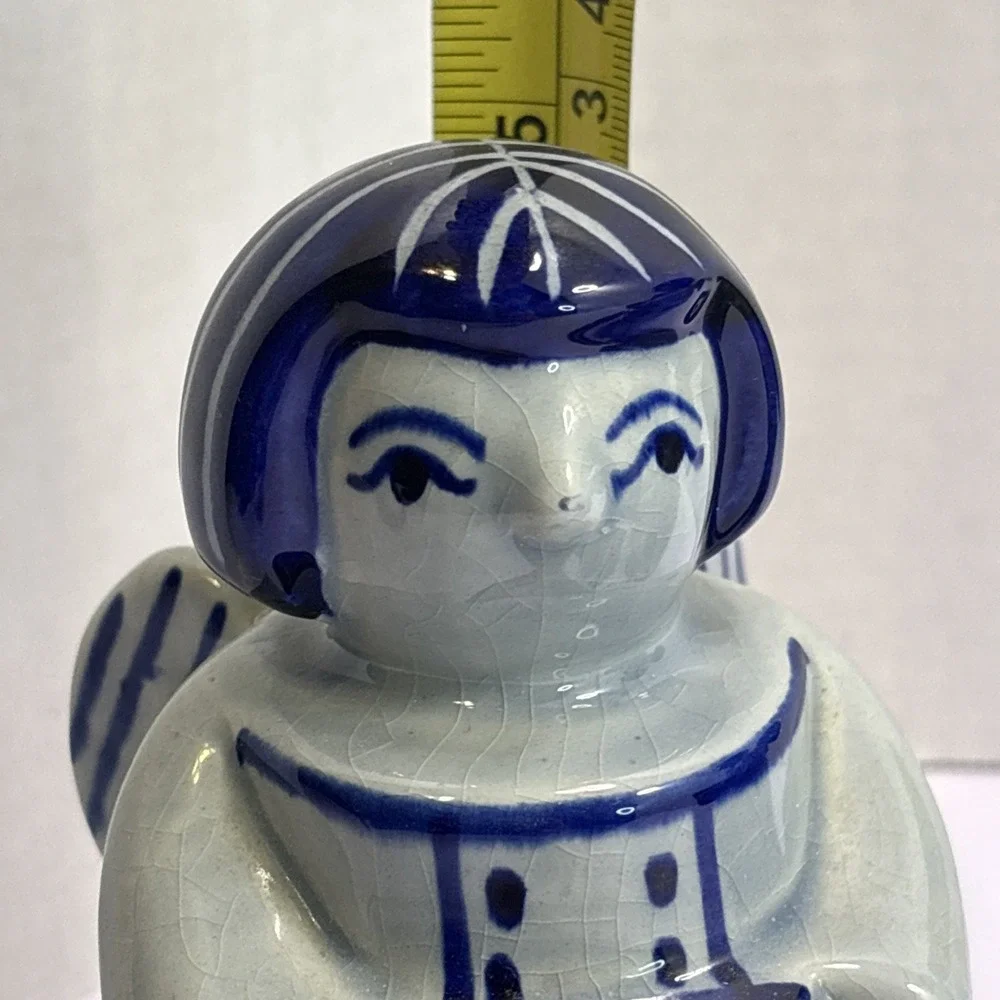 Pair Of Gzhel Russia Blue & White Porcelain Angel Candle Holder 5